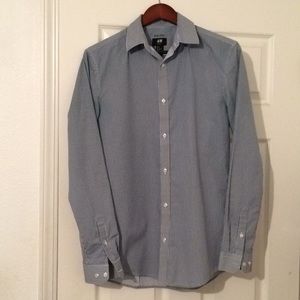 Men’s H & M navy and white stripe dress shirt